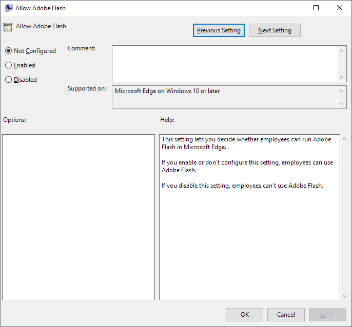 adobe flash disable edge group policy