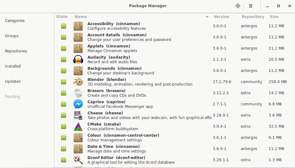antergos package manager