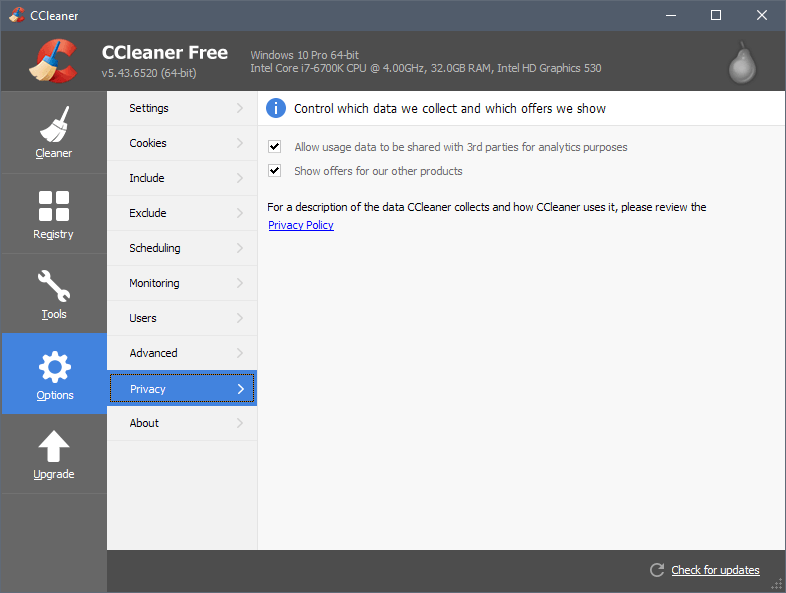 ccleaner privacy