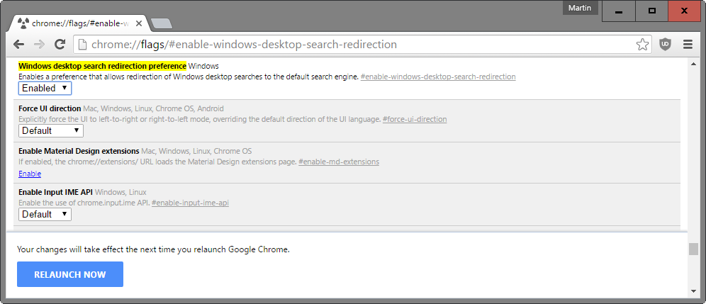 chrome desktop search redirection