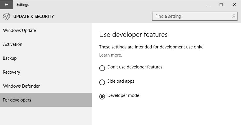 developer features