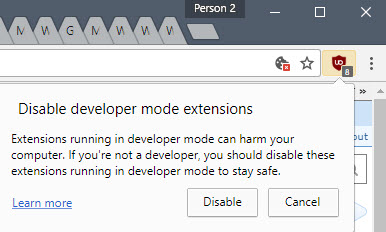 disable develope rmode extensions