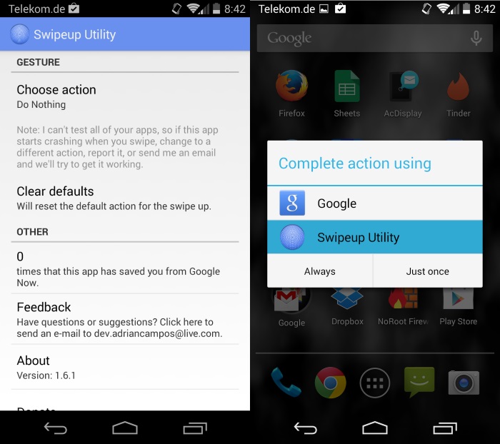 disable google now swipe android