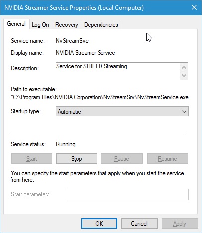 disable nvidia streamer service