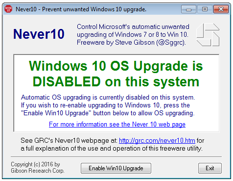 disable windows 10 os upgrade