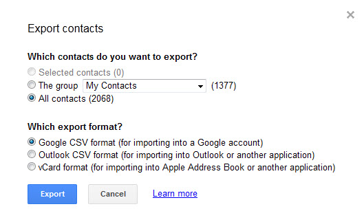 export google contacts