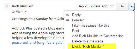 gmail block email senders
