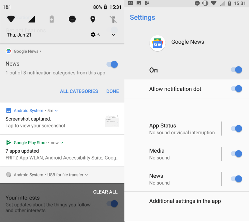 google news android notifications