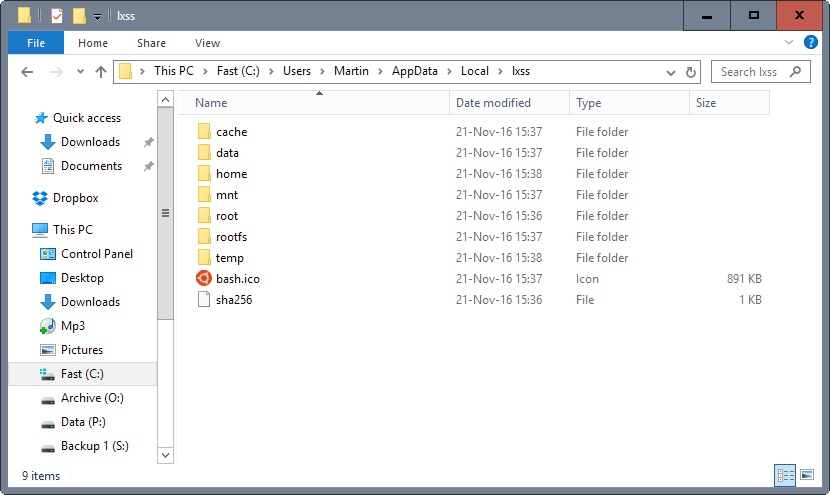 linux files windows