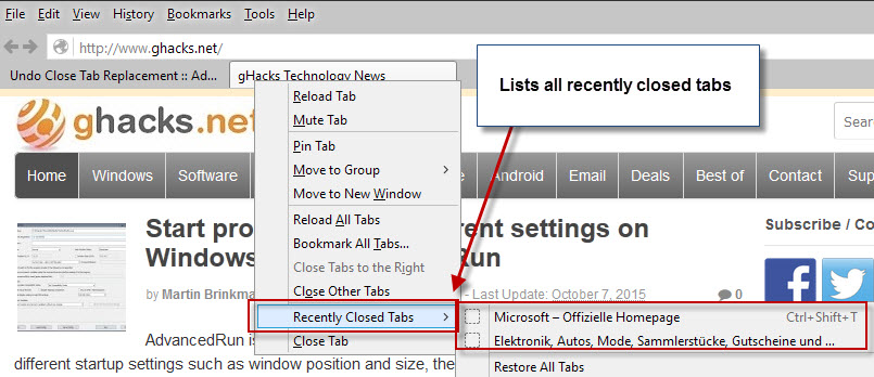 list recently closed tabs firefox