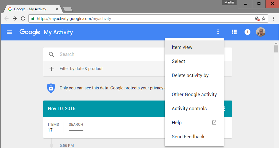 manage google activity