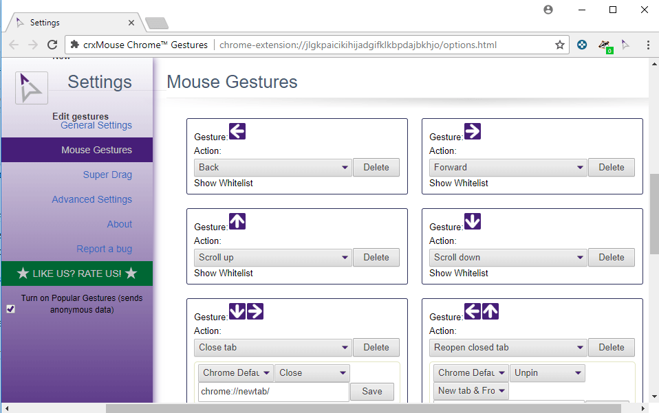 mouse gestures chrome