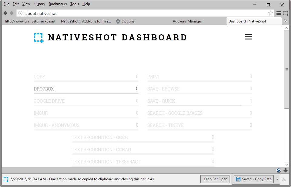 nativeshot dashboard