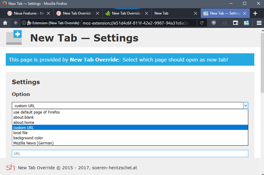 new tab override