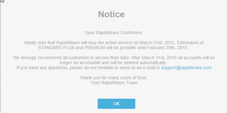 rapidshare shut down