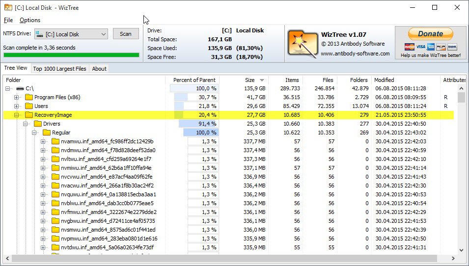 can you remove the large c recoveryimage folder in windows 10 folder size windows 10