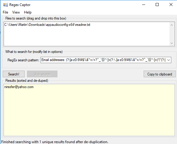 regex captor extract email addresses