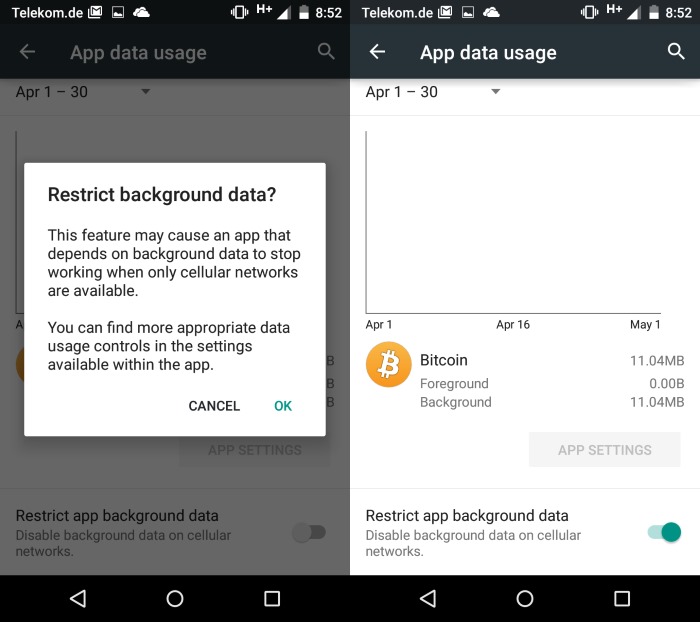 restrict background app data android