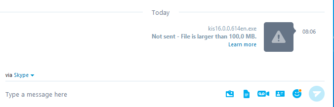 skype file is larger