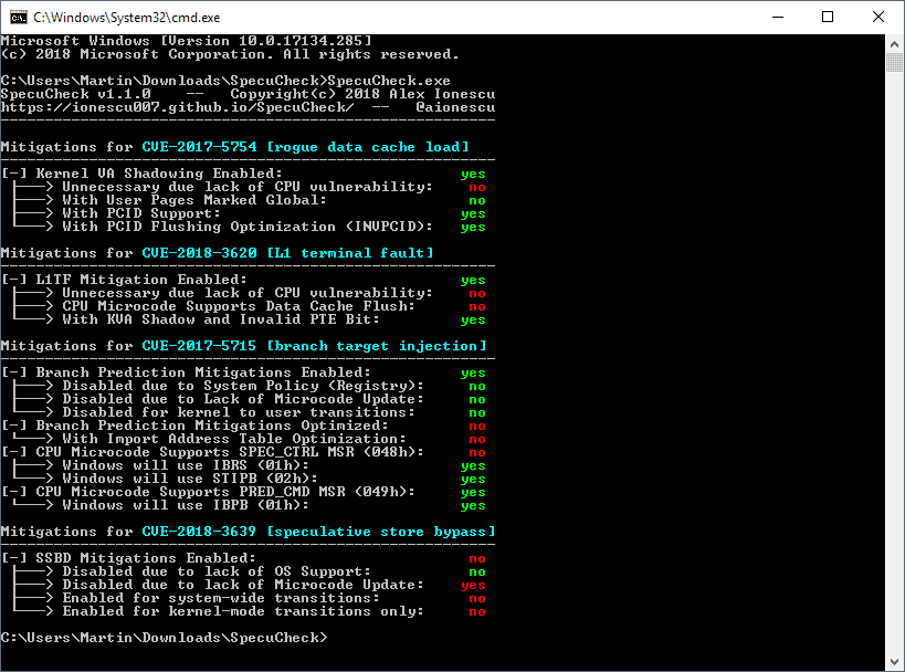 spectre meltdown check