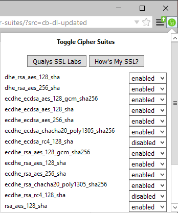 toggle cipher suites