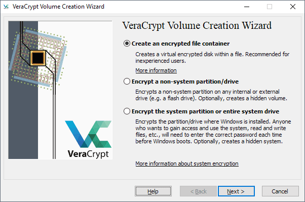 veracrypt create volume