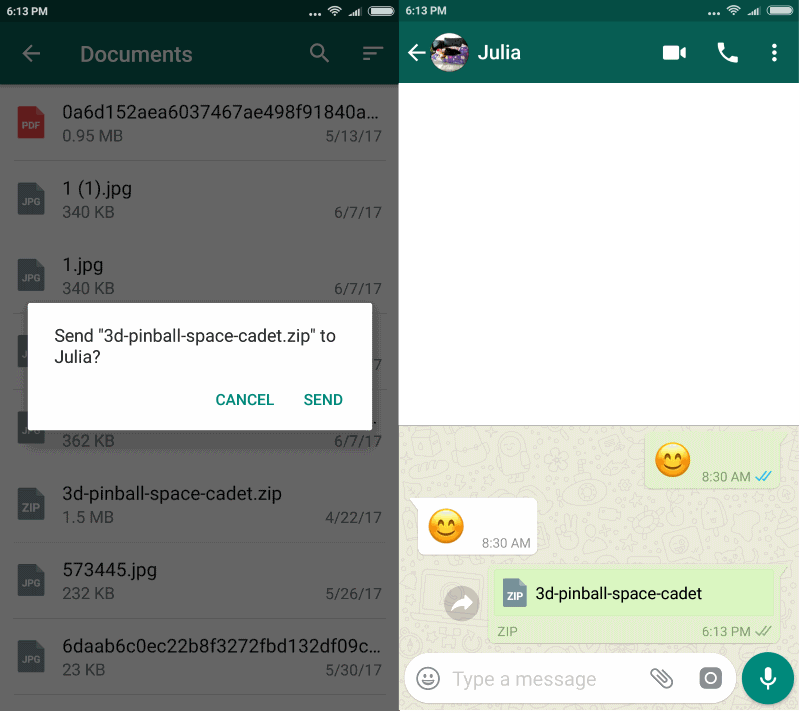 whatsapp send any file