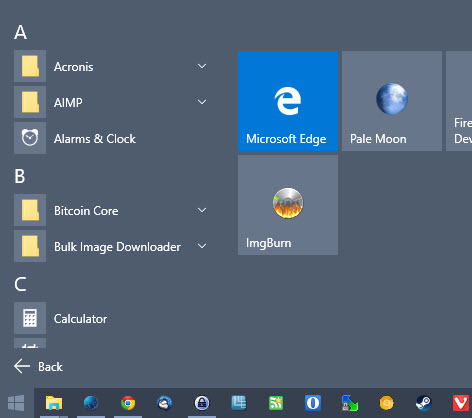 windows 10 start menu bug