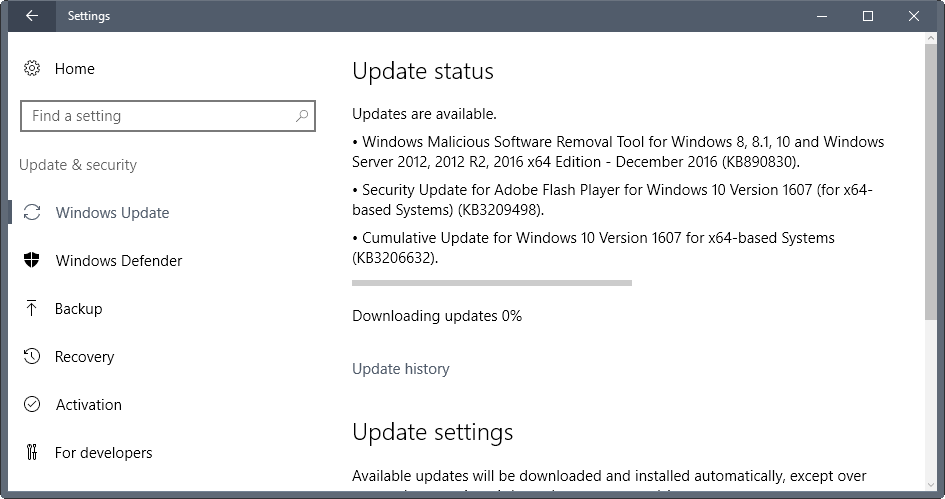 windows updates december 2016