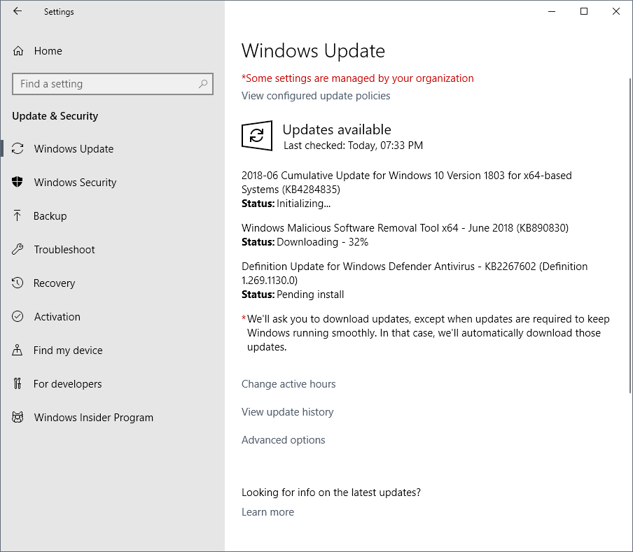 windows updates june 2018