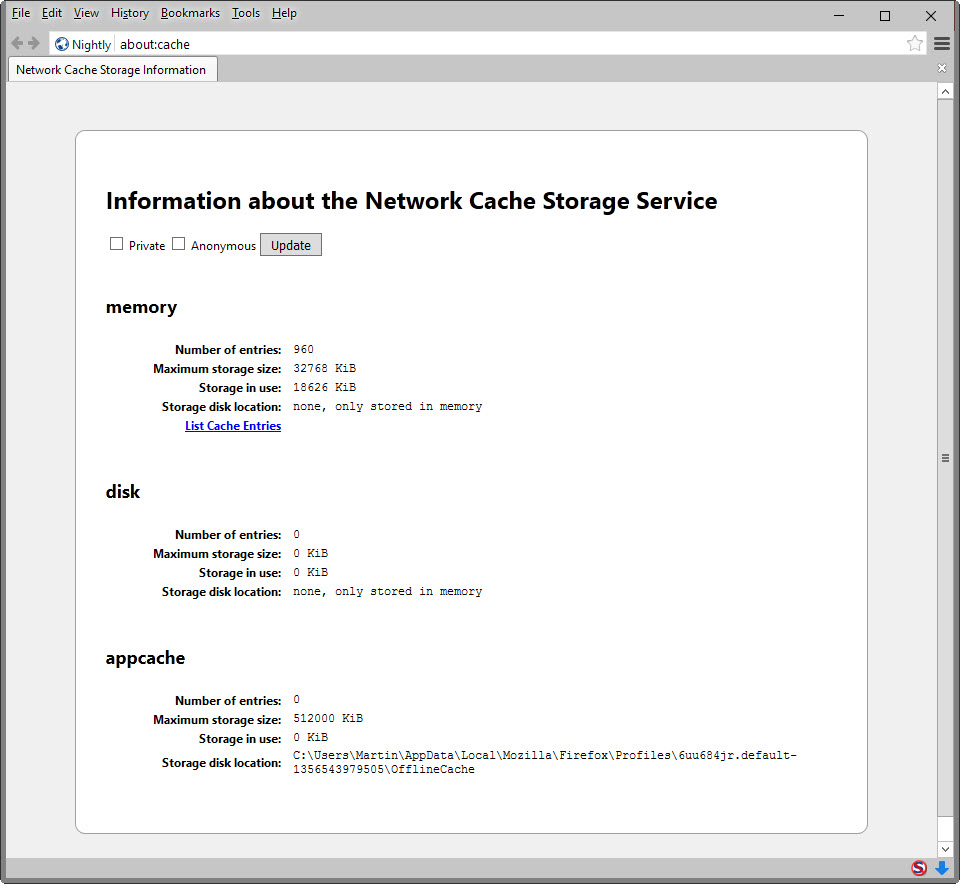 firefox cache