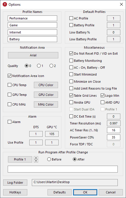 throttlestop options