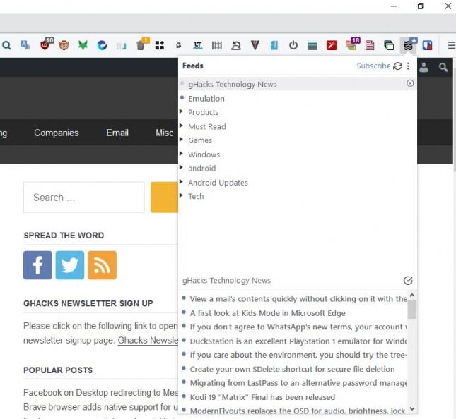 Brook firefox extension popup interface