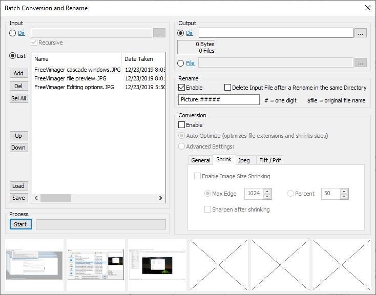 FreeVimager batch processing