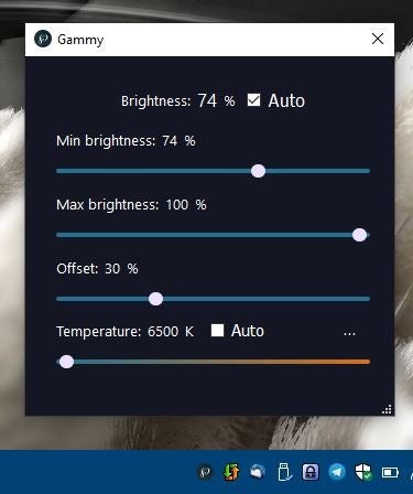 Gammy is an adaptive brightness application for Windows and Linux