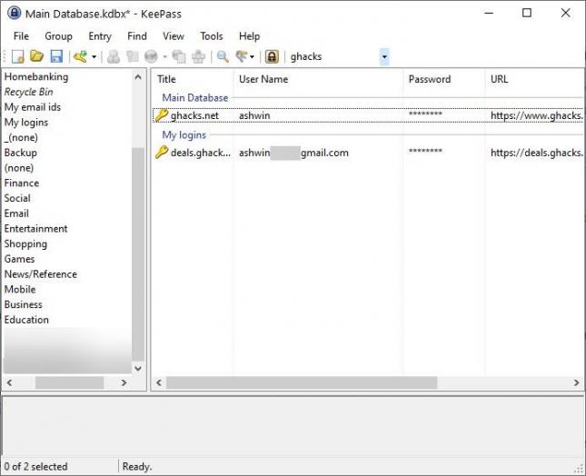 Keepass desktop program