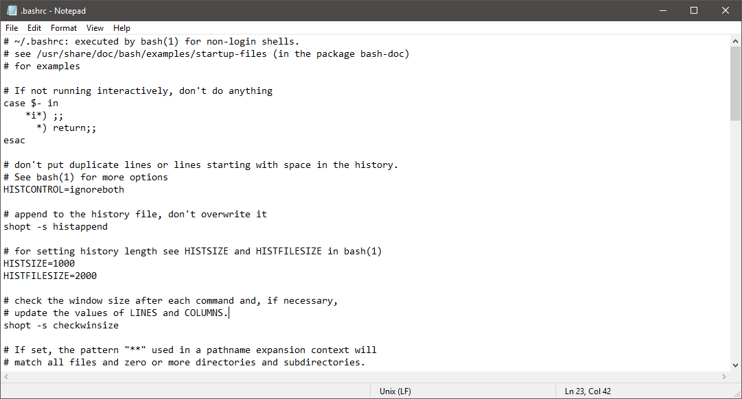 Notepad after