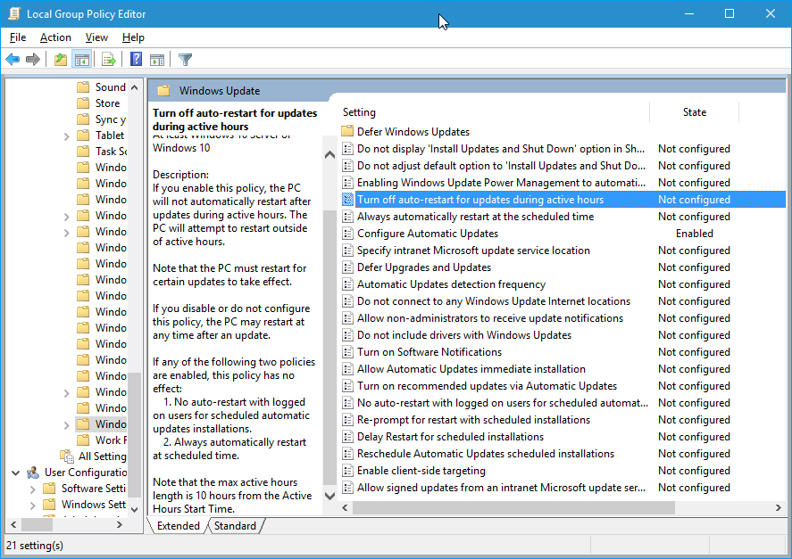 active hours group policy