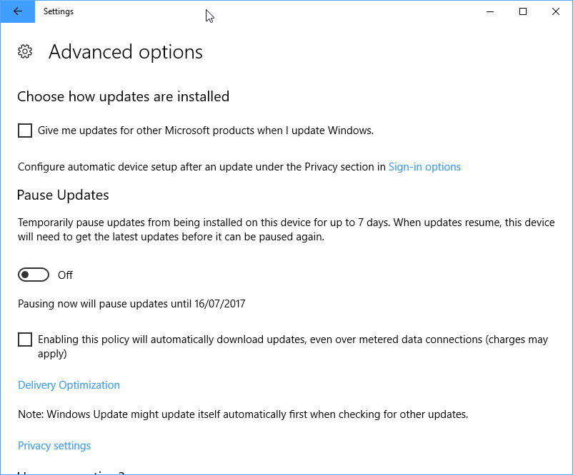 advanced options