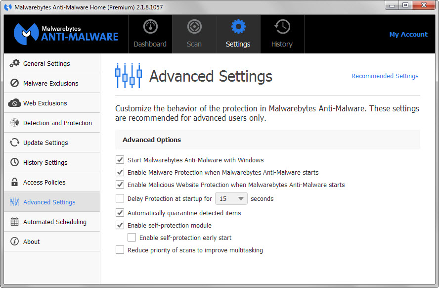 advanced settings