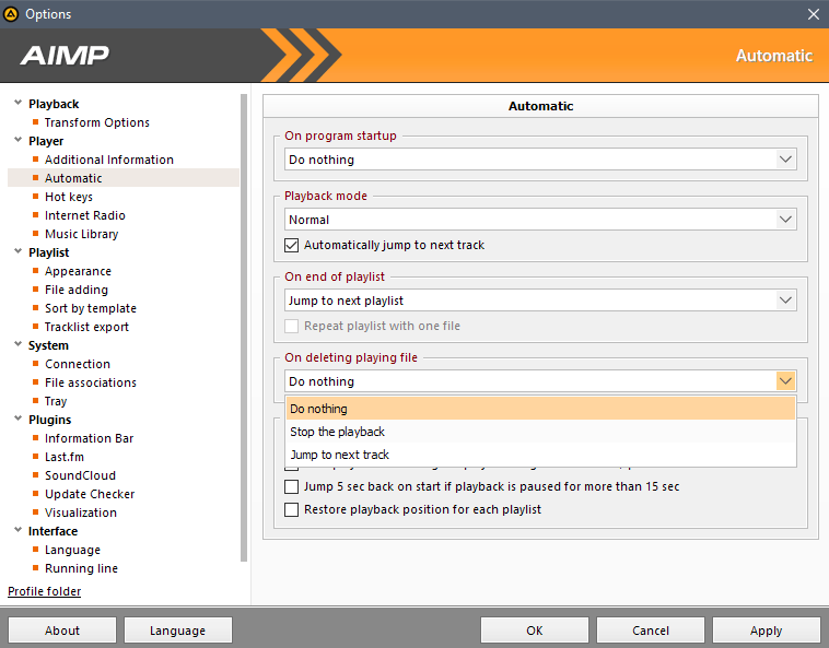 aimp 4 .5 options
