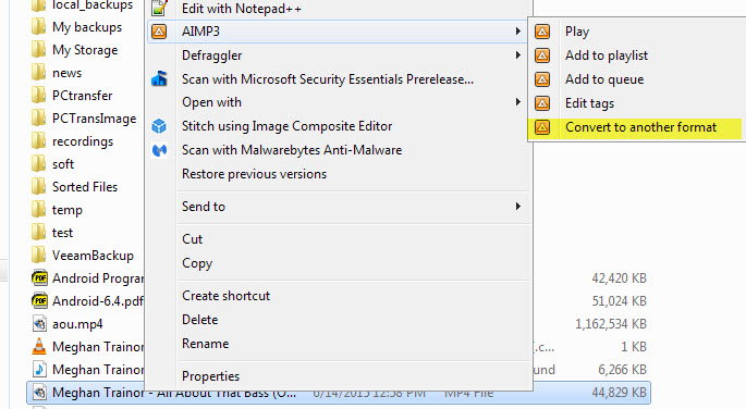 aimp3 convert to another format