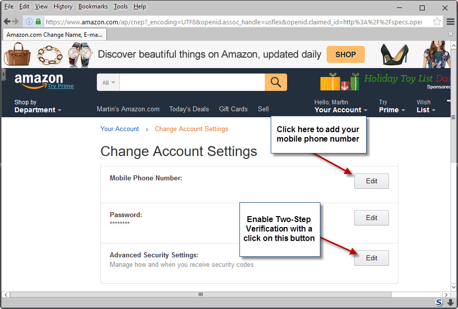 amazon two step verification