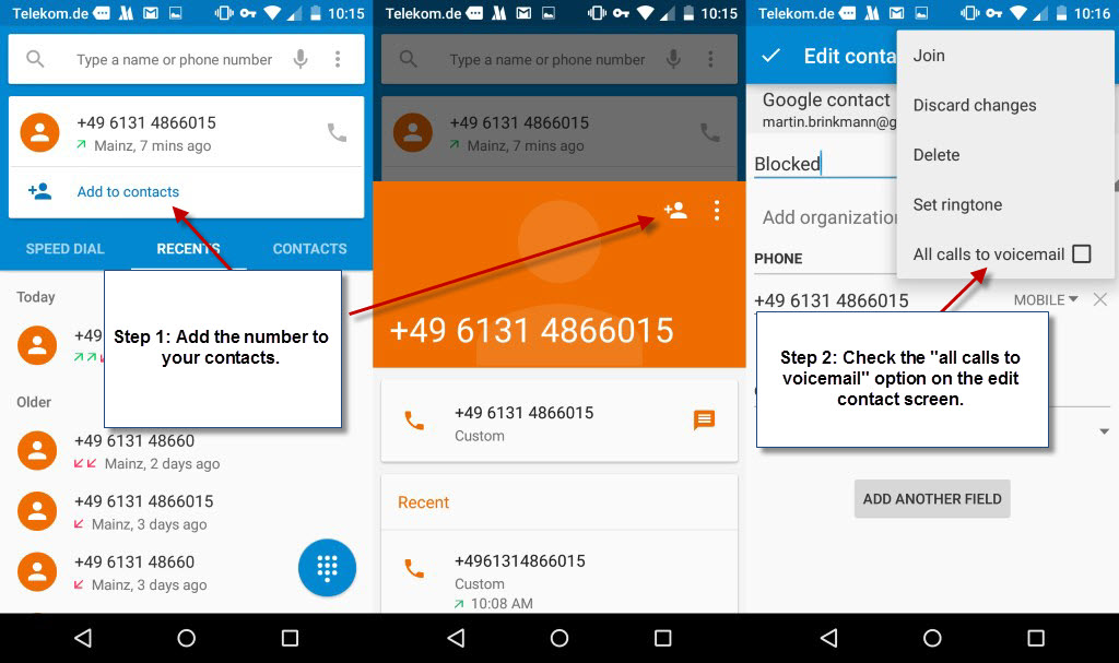 android block calls