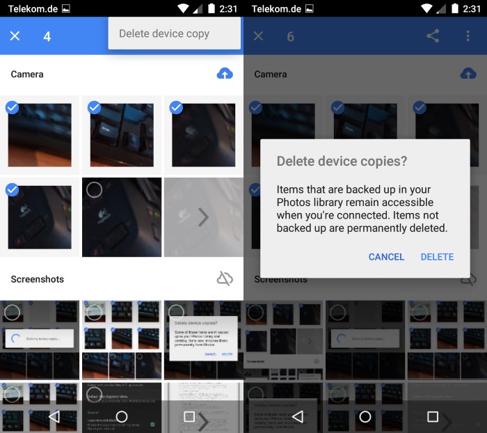 android delete device copies