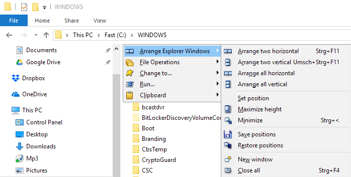 arrange explorer