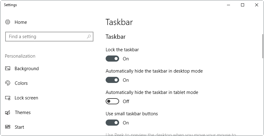 automatically hide the taskbar in desktop mode