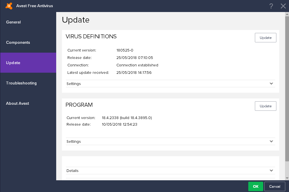 avast windows 10 version 1803