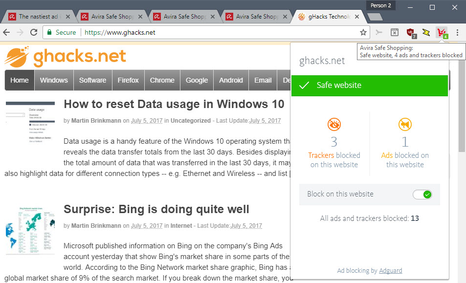 avira adblocking