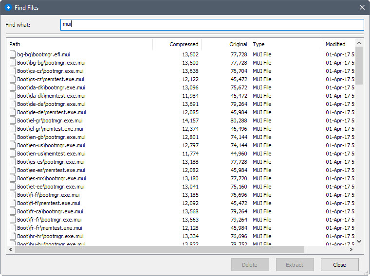 bandizip find files